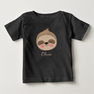 Söt baby sengångare ansikte med anpassat namn barn t shirt