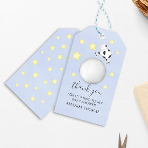 Söt Baby Shower Blå Barnkammarrim Presentetikett