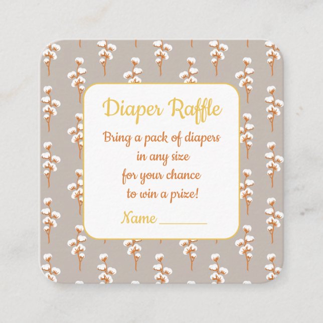 Söt Baby Shower Blöja Lotteri Bifogad Kort  (Framsida)