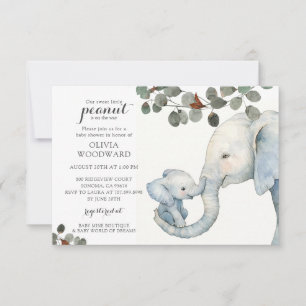 Söt Baby Shower Elefant Mamma Baby Inbjudningar