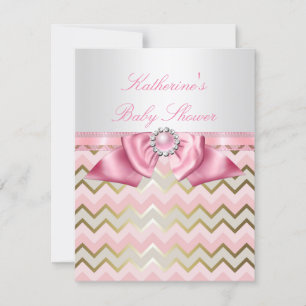 Söt Baby Shower Flicka Rosa Guld Chevron Inbjudningar