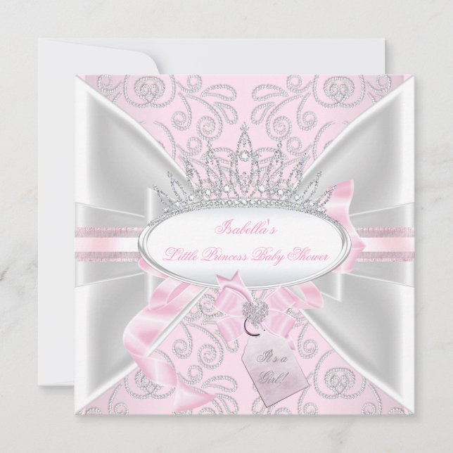 Söt Baby Shower Girl Little Princess Diamonds b Inbjudningar (Framsida)