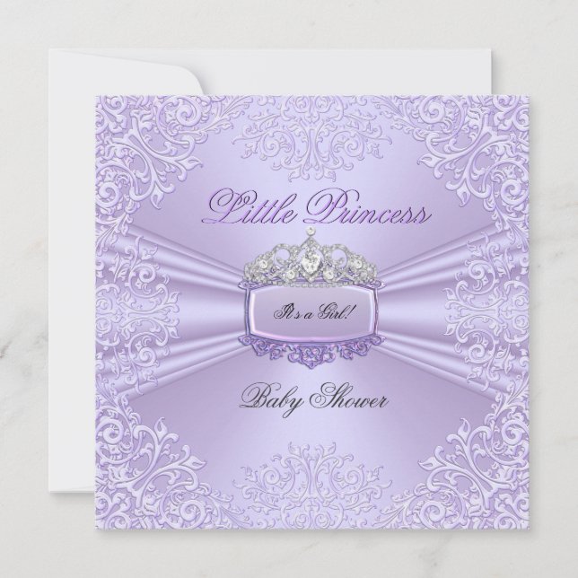 Söt Baby Shower Girl Princess Tiara Lavender Inbjudningar (Framsida)