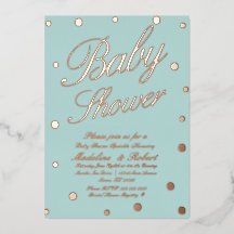 Söt Baby Shower Guldprickar Pressad Folie Inbjudan