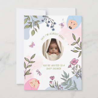 Söt baby shower inbjudan kort med kuvert