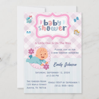 Söt baby shower inbjudan mall - Blå & Rosa