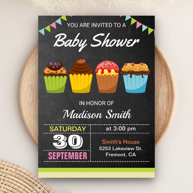 Söt Baby Shower-inbjudan med Cupcake Inbjudningar (Skapare uppladdad)
