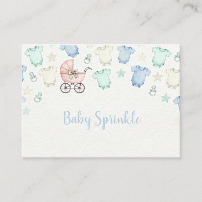 Söt Baby Shower Inbjudan Pastell Färgad Barnkläder (Framsida)