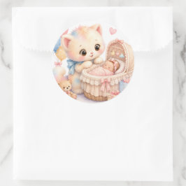 Söt Baby Shower-klistermärke | Tumble Watercolor Runt Klistermärke