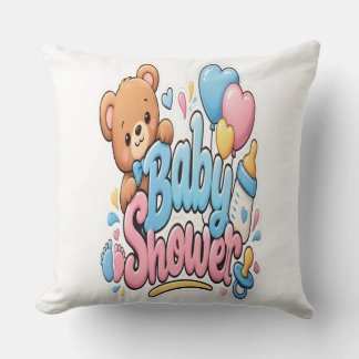 Söt Baby Shower-klistermärkedesign med teddybjörn Kudde
