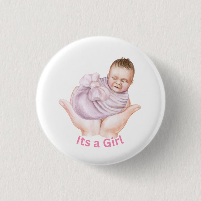 Söt baby shower-knapp för flicka knapp (Framsida)