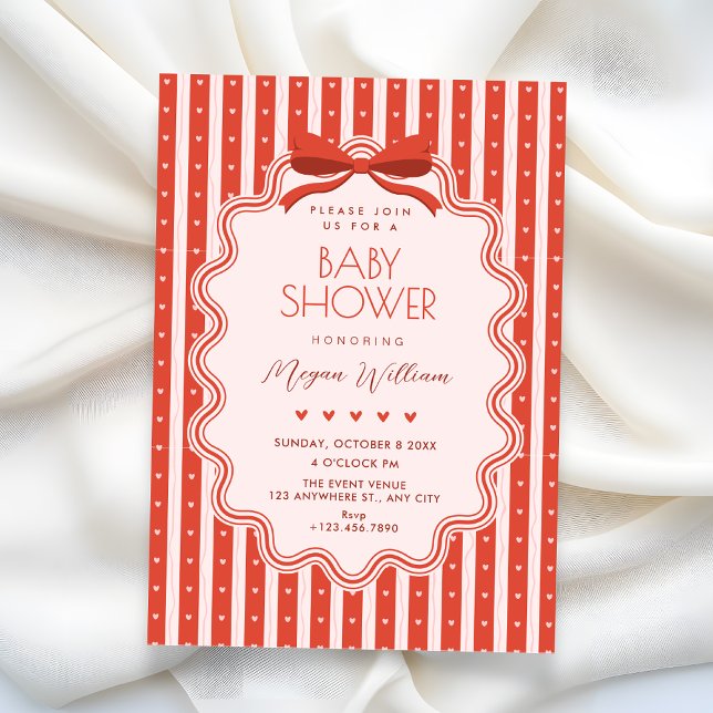 Söt baby shower med rosett inbjudningar (Skapare uppladdad)