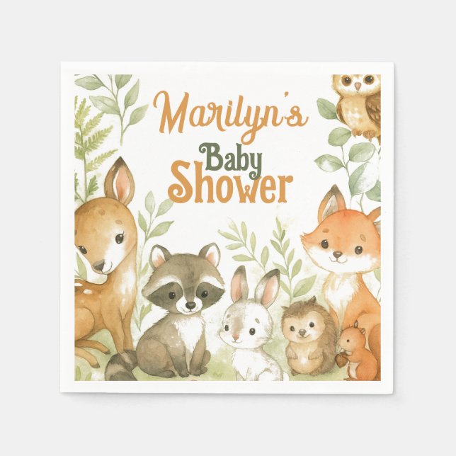 Söt baby shower med söta djur pappersservett (Framsidan)