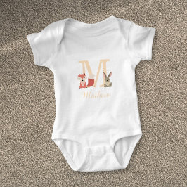 Söt baby skogsmark kanin räv monogram t shirt