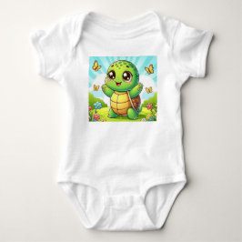 Söt baby sköldpadda bodysuit – Kawaii djur spädbar T Shirt