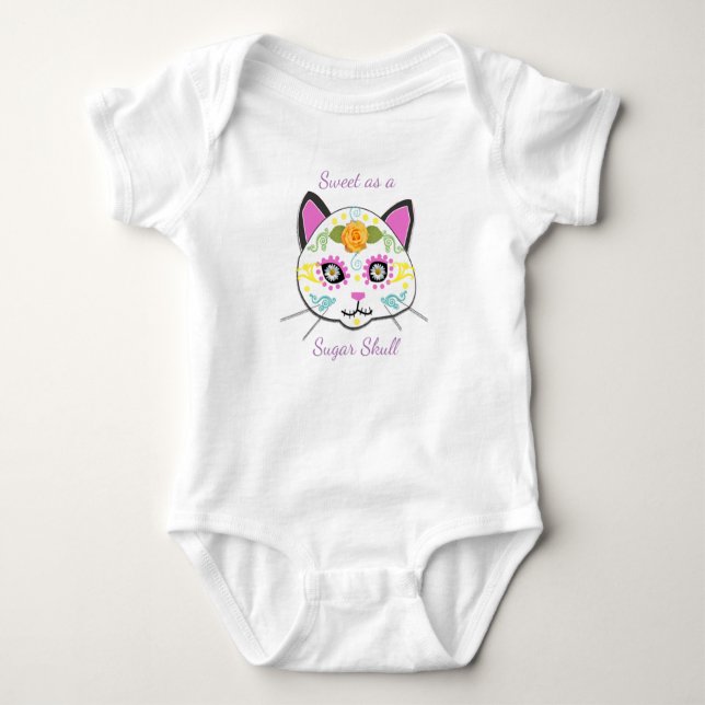 Söt Baby Sugar Skull Bodykostym T Shirt (Framsida)