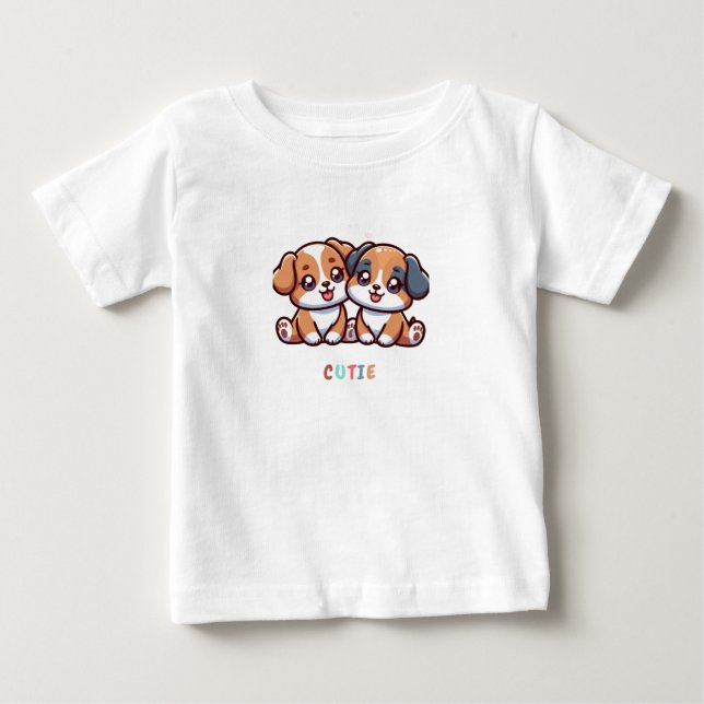 Söt baby t-shirt Valpar (Framsida)