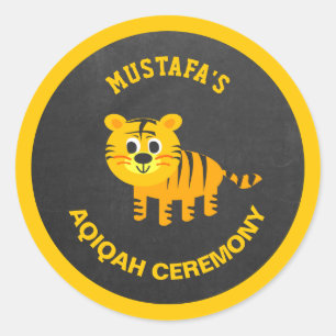 Söt baby tiger Aqiqah Runt Klistermärke