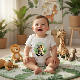 Söt baby tiger djungel barnkammare personligt namn t shirt