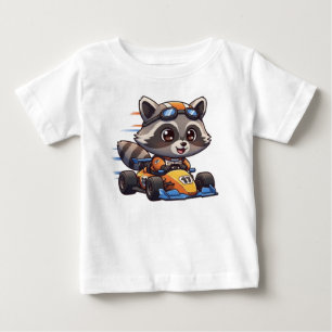 Söt baby-tvättbjörn racerbilförare t shirt