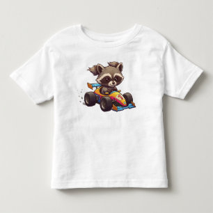 Söt baby-tvättbjörn racerbilförare t shirt