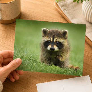 Söt baby-tvättbjörn vilda djur fotografering vykort
