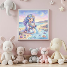 Söt Baby Vattumannen Zodiakväggkonstaffisch