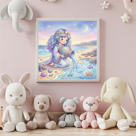 Söt Baby Vattumannen Zodiakväggkonstaffisch Poster