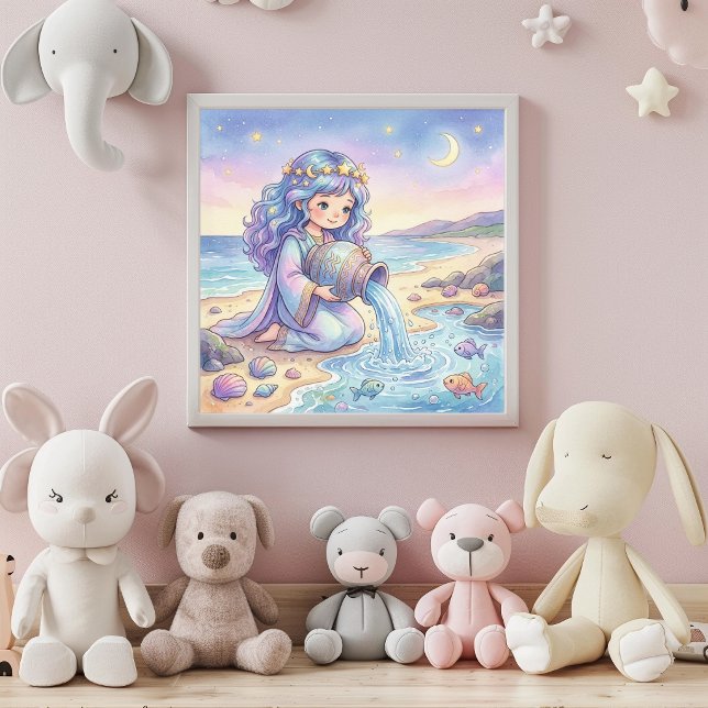 Söt Baby Vattumannen Zodiakväggkonstaffisch Poster (Skapare uppladdad)