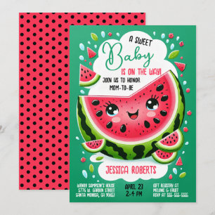 Söt Baby Watermelon Thmet Baby Shower Inbjudningar