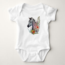 Söt Baby Zebra med blommor T Shirt