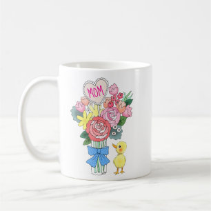 Söt babyand med vackra blommor Mors dag-present Kaffemugg