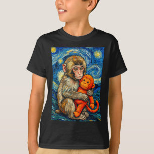 Söt babyapa slag meme stjärnklar natt van gogh t shirt