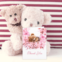 Söt babybjörn Rosa blommor