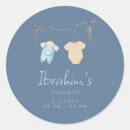 Söt babyboy Aqeeqah Favor-klistermärke Runt Klistermärke