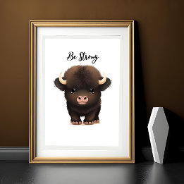 Söt babybuffelväggkonst för förvaringsrum poster