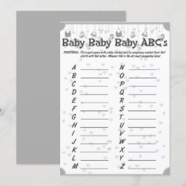 Söt babydusch, unisex abc-spel inbjudningar