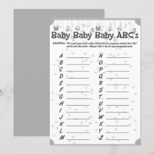 Söt babydusch, unisex abc-spel inbjudningar