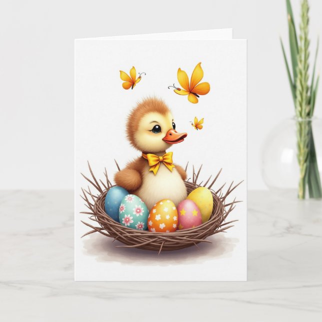 Söt Babyfågel Bo Ägg Kort (Framsida)