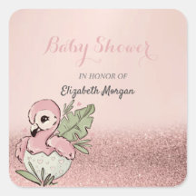 Söt babyflamingo rosa guldglitter