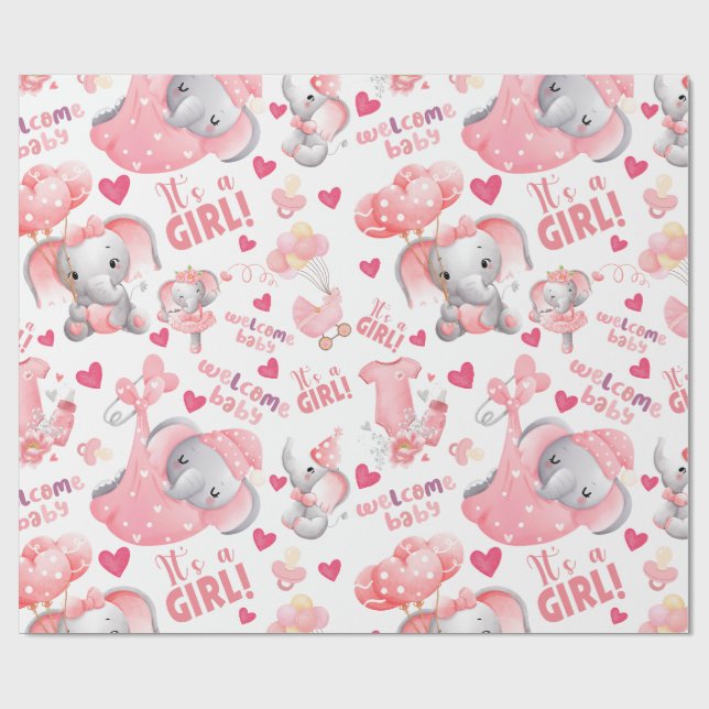 Söt babyflicka - Baby Shower & Nyfödd flicka Prese Presentpapper (Platt)