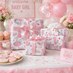 Söt Babyflicka - Baby Shower & Nyfödd Flickas Pres Presentpapper