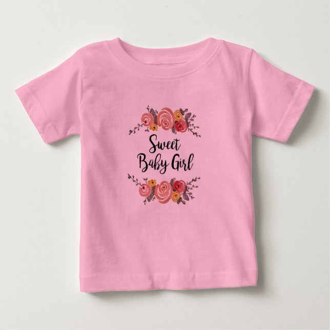 Söt Babyflicka Blomsterträdgård Tee Shirt (Framsida)