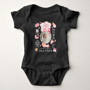 Söt Babyflicka Födelsestadistik Rosa Nyfödd Modern T Shirt