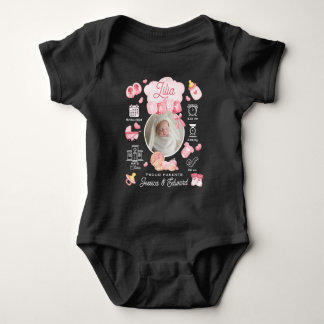 Söt Babyflicka Födelsestadistik Rosa Nyfödd Modern T Shirt
