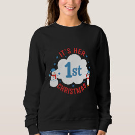 Söt babyflicka första jul rolig högtid vinter fami t shirt