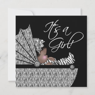 Söt babyflicka sebra baby shower-inbjudan inbjudningar