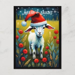 Söt babygetunge äng tomte djur jul vykort