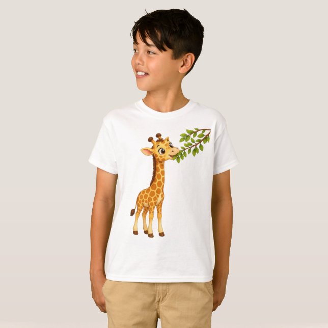 Söt babygiraff som mumsar på blad t shirt (Hel framsida)