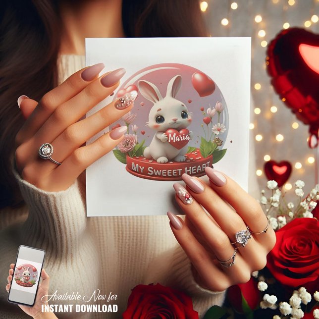 Söt babykanin valentine hjärta kärlek Kort (Skapare uppladdad)